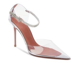 Amina Muaddi Ursina Embellished Transparent Pumps Sandals women size 42 NWOB